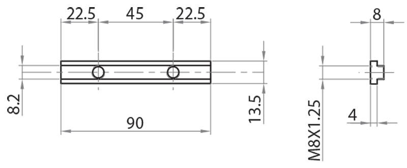 321308 - Linear butt joint L=90 / Connections: angle brackets, fastening plates, butt joints / Fastening accessories / Products / Alutec | Profili in alluminio, sistemi di trasporto e automazione industriale - Alutec Group 321308 - Linear butt joint L=90 / Connections: angle brackets, fastening plates, butt joints / Fastening accessories / Products / Alutec | Profili in alluminio, sistemi di trasporto e automazione industriale - Alutec Group